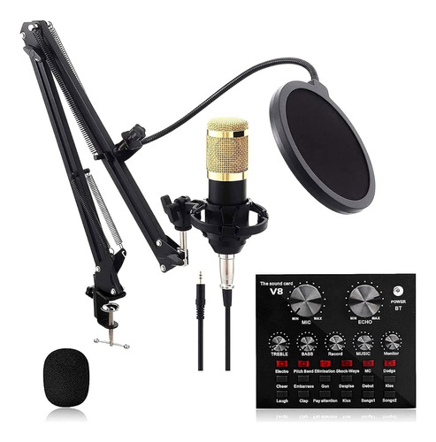 Micrófono Profesional Studio + Interfaz De Sonido V8