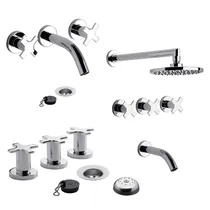 Comprar Combo Juego Griferías Fv Alerce Lavatorio Pared Bidet Ducha