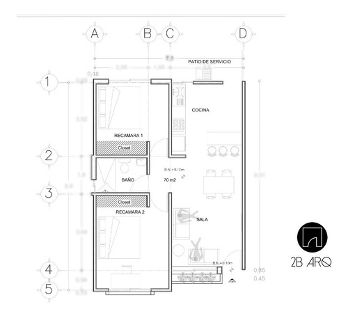 Plano Arquitectónico 70 M2 