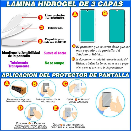 Láminas Films De Hidrogel Pack X 10 Plotter Corte