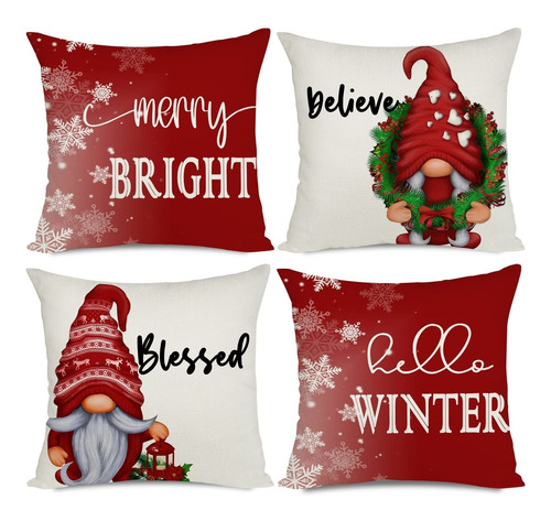 Artmag Juego 4 Funda Almohada Decorativa Navidad 20 X 20 