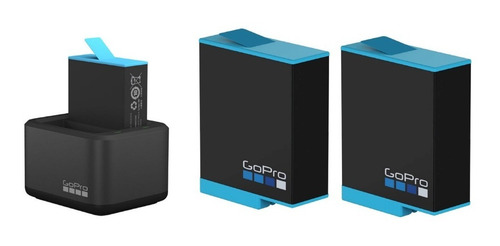 Imagen 1 de 3 de Cargador Doble Gopro + 2 Baterias Gopro Para Hero 9 Black