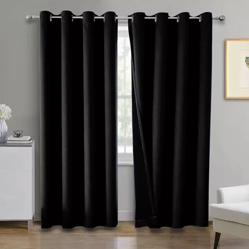 2juegos Cortina Blackout Vero Hogar 2.13m 1.37m Lisa Térmica Negro