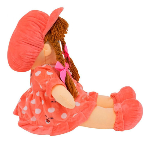 Boneca Rosa Círculos Com Chapéu 60cm