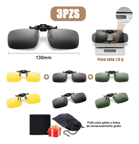 V 3pcs Gafas De Sol Con Clip,gafas Graduadas Uv