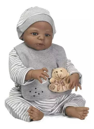 Boneco Bebê Reborn Menino Corpo De Silicone 55cm 12x S Juros