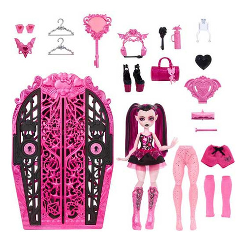 Monster High Draculaura + Boneca C/ Guarda Roupa 20 Itens