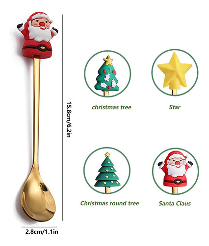 Cucharas De Café Navideñas Juego De Cucharas De Café Navideñ