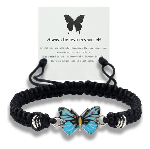 Siempre Cree En Ti Mismo Pulsera De Mariposa, Pulseras Tejid