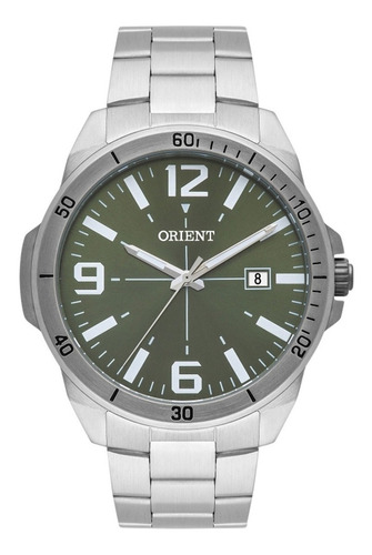 Relógio Orient Masculino Mbss1394 E2sx Prateado Verde Cor da correia Prata Cor do bisel Prata