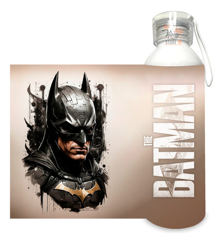 Poleron Con Cierre + Botella, Batman, Caballero De La Noche, Dc Comics, Superhéroe, Dtf, Full Color, Xxxl