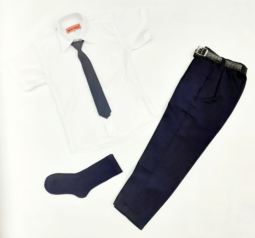 Set Uniforme Escolar Camisa Pantalón Calcetines Corbata 4 Pz