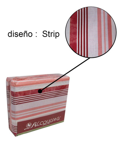 Imagen 2 de 5 de Juego Sabanas 1½ Plazas Alcoyana Strip Estampada 132 Hilos