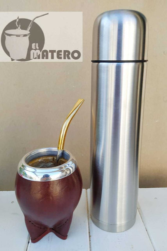 Set De Mate Termo Acero Matero Mate Torpedo Pico De Lor