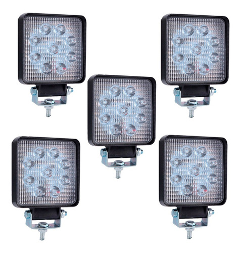 Kit Luz 5 Faros Led 9 Auto 4x4 Camion Agro Off Road 12v 24v