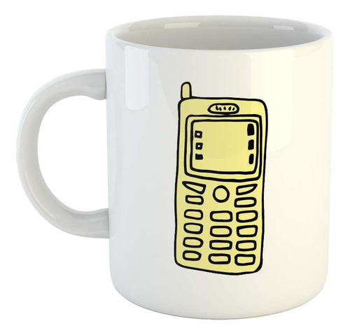 Taza Ceramica Celular Antiguo Amarillo Botones