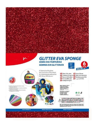 Goma Eva Glitter 6 Colores Diferentes 30x20cm Oferta