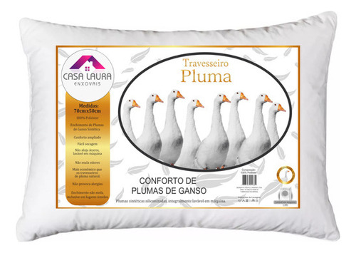 Travesseiro Macio Branco Casa Laura Enxovais Pluma De Ganso Sintético Premium Hipoalergênico Eco Sustentavel Alto Confortável