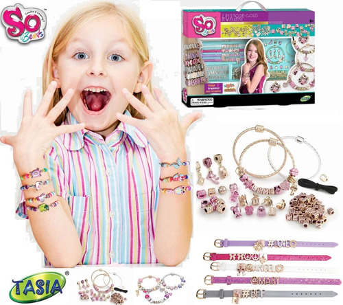 Imagen 2 de 6 de Set Para Crear Pulseras 2 En 1 Joyas Oro Rosado Kit Creativo