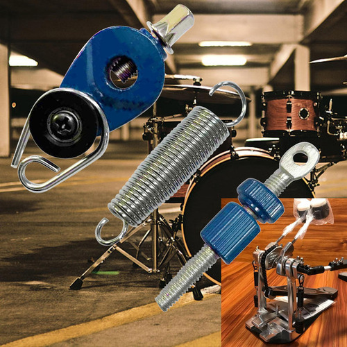 Kit De Pedal De Pie De Bombo De Metal Resorte Y Tensor Azul