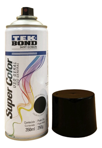 Tinta Spray Super Color Uso Geral Preto Fosco 350ml Tekbond