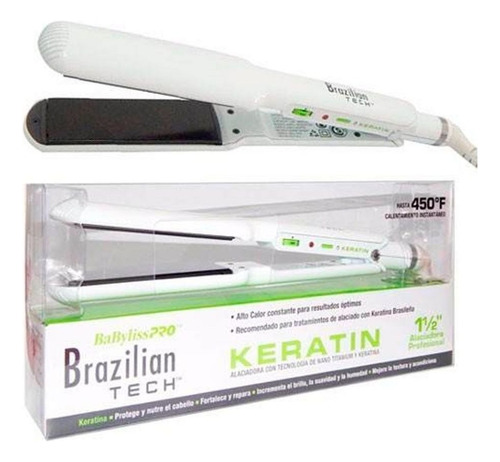 Plancha Profesional Babyliss Brazilian Calentamiento Rápido Blanco
