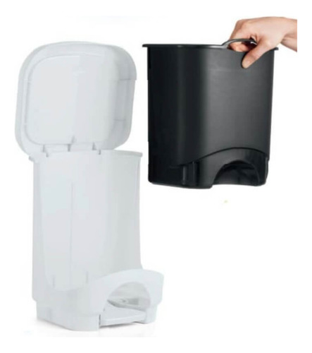 Lixeira Com Pedal E Cesto Removível Branco Polipropileno 8l