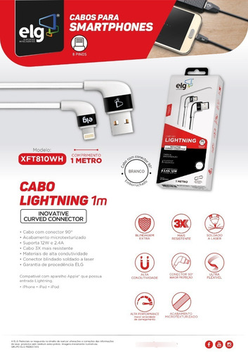 Imagem 7 de 7 de Cabo De Dados E Carga iPhone Lightning Conector 90 Graus Mfi