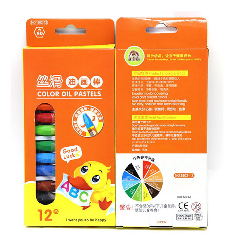 Juego De Lápices De Colores Pastel Al Óleo Para Niños, 12 Lá