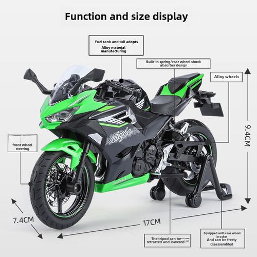 1:12 Kawasaki 400 En Caja Gris - 1:12 Kawasaki Ninja 400 All