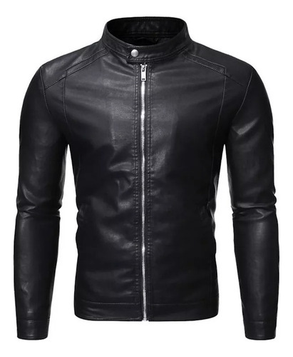 Chaqueta De Cuero Ajustada Para Hombre Biker 20 [u]