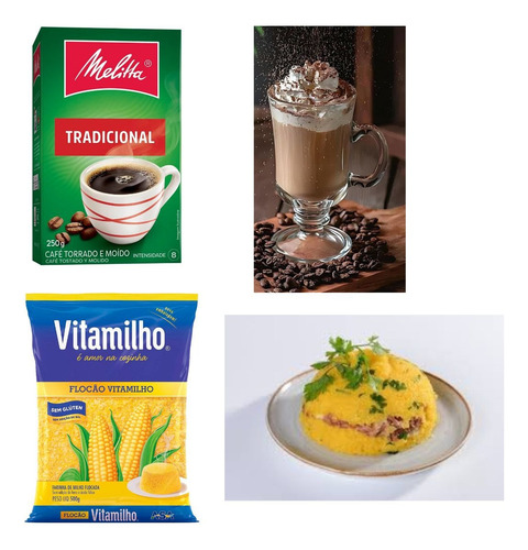 Kit Café Solúvel Tradicional 250g Melitta Mais 3 Fuba Cuscuz