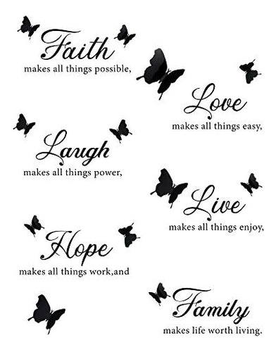 6 Pieces Faith Hope Love Laugh Family Live Wall Decal S...