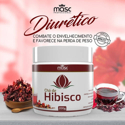 Imagem 2 de 2 de Chá De Hibisco Em Pó 200g - Sabor Frutas Vermelhas
