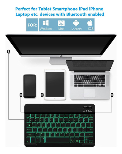 Teclado Sem Fio Com Retroiluminação Para iPad Android Window
