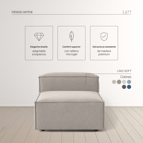 Sillón Modulo Central Latt Lino Soft Color Arena