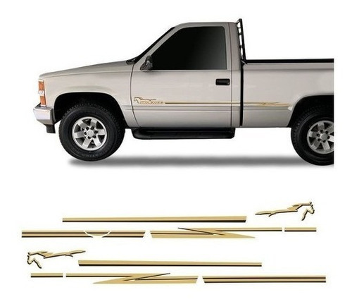 Jogo De Faixas Silverado D20 2000/ Adesivo Lateral Dourado