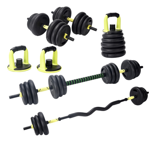 Kit Set De Mancuernas Y Barras Ajustable  30kg 5 En 1 