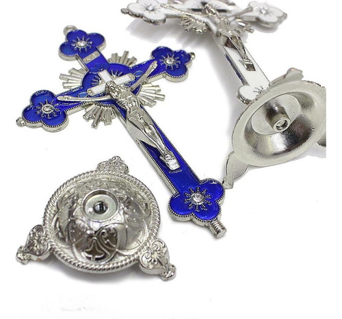 Cruz De Mesa Cristiana Católica Decoración Del Hogar Azul