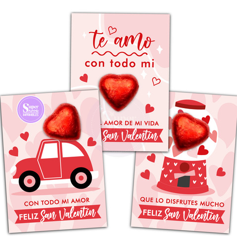 Kit Imprimible Tarjeta Bombón P Golosinas San Valentín Amor