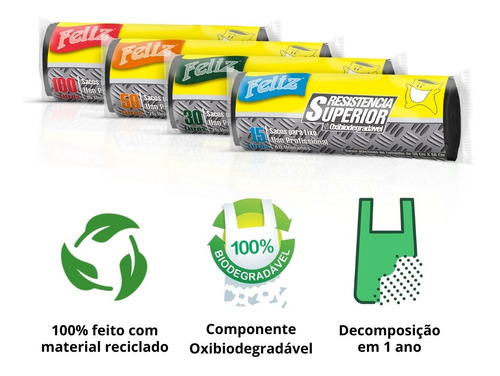 Saco P/ Lixo Feliz Oxibiodegradável Eco Resistência Superior
