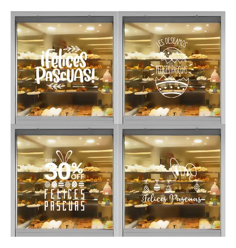 comprar Vinilos Negocio Ploteo Felices Pascuas Vidriera Pascua