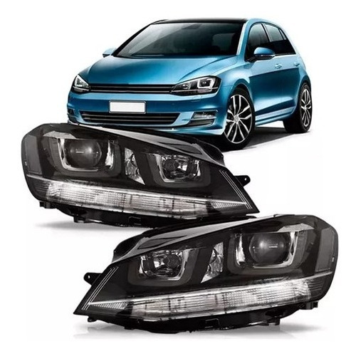 Par Farol Golf Tsi 2014 15 2016 Elétrico C/led Friso Cromado