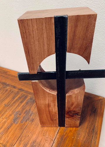 Cruz Minimalista Madera Recuperada Y Aluminio
