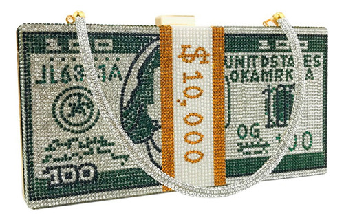 Bolsa De Cristales De Bolsa De Dinero De $100 Dólares Verde