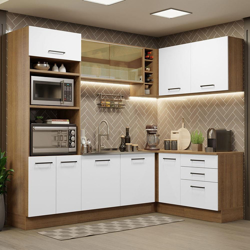 Cozinha Completa Cant Agata Madesa 399001 C Arm Bal S Tam Rb Cor Rustic/Branco