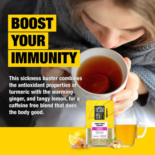 Tiesta Tea Lemon Ginger Turmeric Rinde 20-25 Tazas.