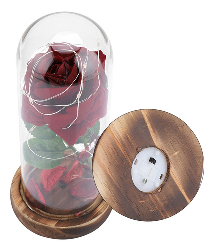 Cubierta De Cristal Led Con Forma De Rosa Preservada Y Base