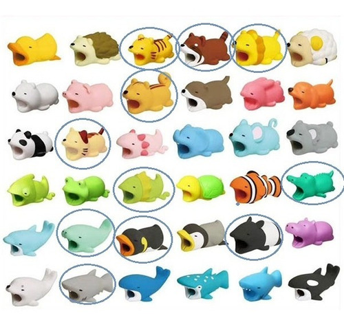 Imagen 5 de 6 de Protector Cable Cargador Bite Para iPhone Android Animales