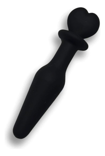 Plug Anal De Silicona Dilatador Corazón Negro Suave 14x3cm Negro